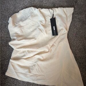 Fashion Nova Beige Strapless Dress